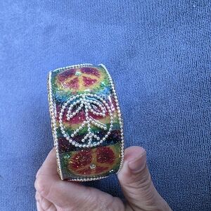 Colorful Beaded Peace Sign Bracelet